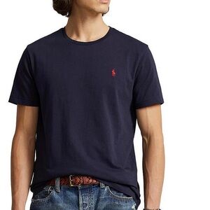 PLUS Ralph Lauren Men’s Navy & Red Logo‎ Short Sleeve Cotton Crew Neck Tee 4XB